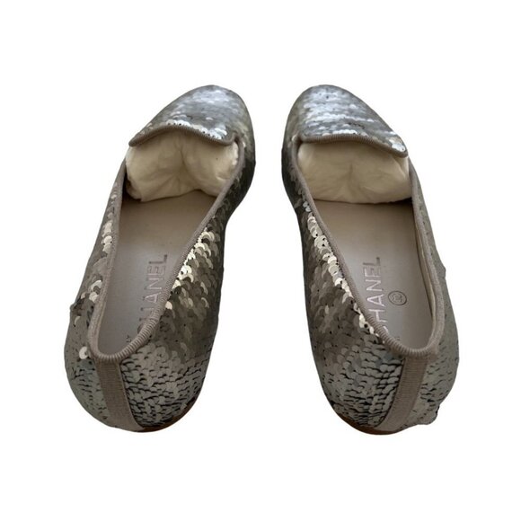 Chanel silver sequin CC smoking slip ons size 38 - Picture 3 of 9